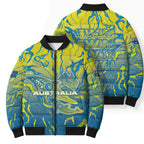 Australia National Swimming Team Bomber Puffer Jacket Aboriginal Shark Dot Pattern Ocean Art