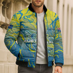 Australia National Swimming Team Bomber Puffer Jacket Aboriginal Shark Dot Pattern Ocean Art