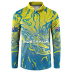 Australia National Swimming Team Button Sweatshirt Aboriginal Shark Dot Pattern Ocean Art