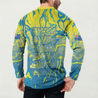 Australia National Swimming Team Button Sweatshirt Aboriginal Shark Dot Pattern Ocean Art