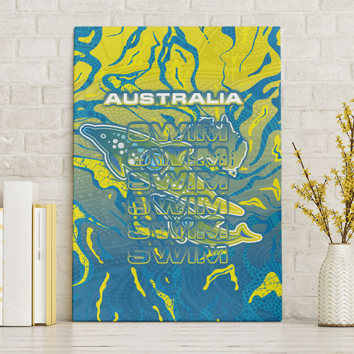 Australia National Swimming Team Canvas Wall Art Aboriginal Shark Dot Pattern Ocean Art