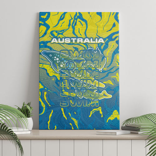 Australia National Swimming Team Canvas Wall Art Aboriginal Shark Dot Pattern Ocean Art
