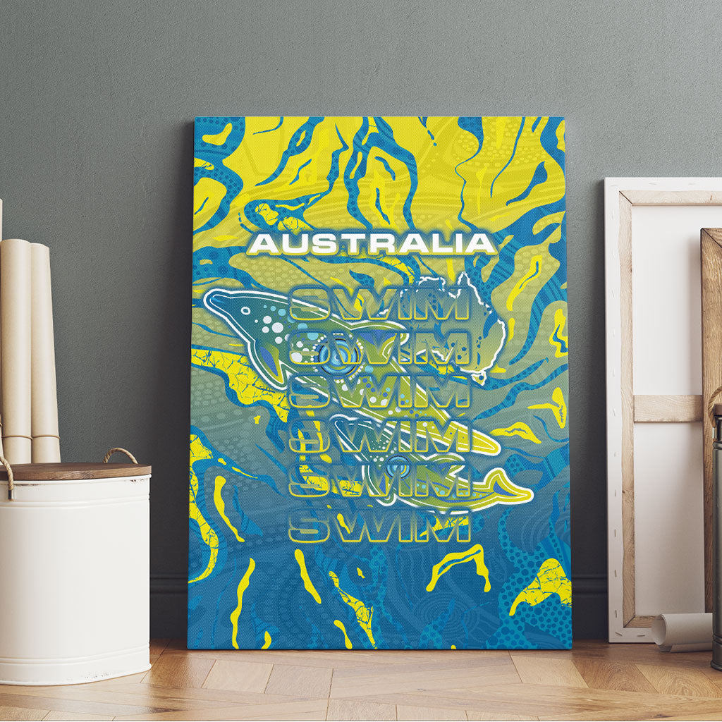 Australia National Swimming Team Canvas Wall Art Aboriginal Shark Dot Pattern Ocean Art