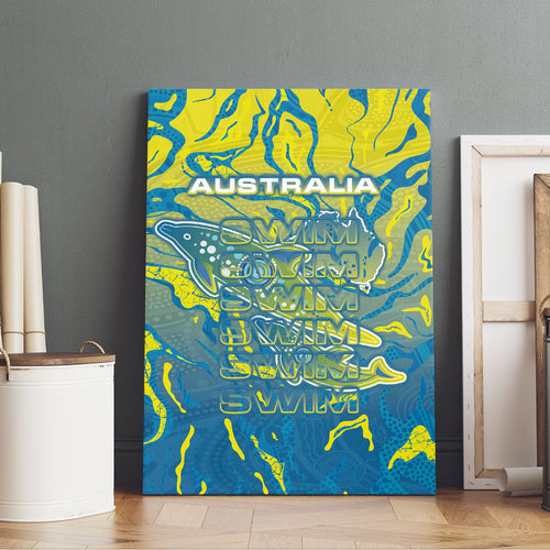 Australia National Swimming Team Canvas Wall Art Aboriginal Shark Dot Pattern Ocean Art