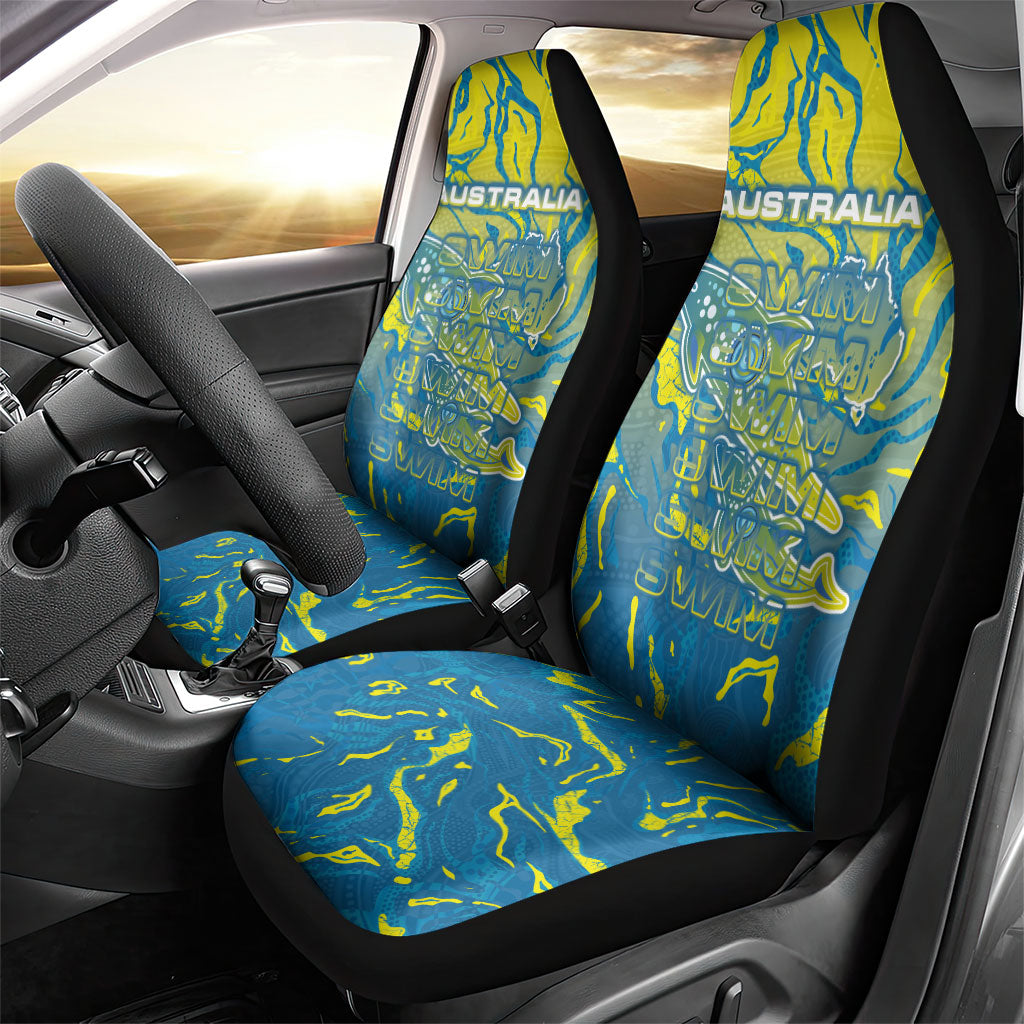Australia National Swimming Team Car Seat Cover Aboriginal Shark Dot Pattern Ocean Art