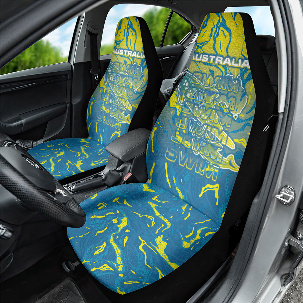 Australia National Swimming Team Car Seat Cover Aboriginal Shark Dot Pattern Ocean Art