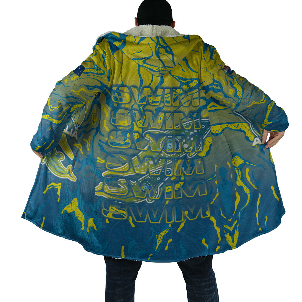 Australia National Swimming Team Cloak Aboriginal Shark Dot Pattern Ocean Art