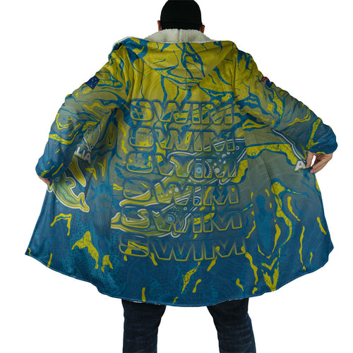 Australia National Swimming Team Cloak Aboriginal Shark Dot Pattern Ocean Art