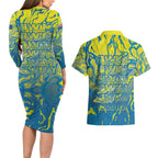 Australia National Swimming Team Couples Matching Long Sleeve Bodycon Dress and Hawaiian Shirt Aboriginal Shark Dot Pattern Ocean Art