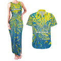 Australia National Swimming Team Couples Matching Tank Maxi Dress and Hawaiian Shirt Aboriginal Shark Dot Pattern Ocean Art