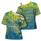 Australia National Swimming Team Cross Shoulder Shirt Aboriginal Shark Dot Pattern Ocean Art