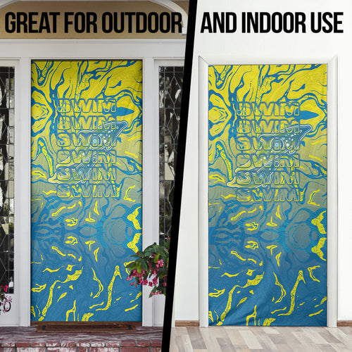 Australia National Swimming Team Door Cover Aboriginal Shark Dot Pattern Ocean Art