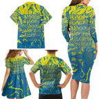 Australia National Swimming Team Family Matching Long Sleeve Bodycon Dress and Hawaiian Shirt Aboriginal Shark Dot Pattern Ocean Art