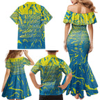 Australia National Swimming Team Family Matching Mermaid Dress and Hawaiian Shirt Aboriginal Shark Dot Pattern Ocean Art