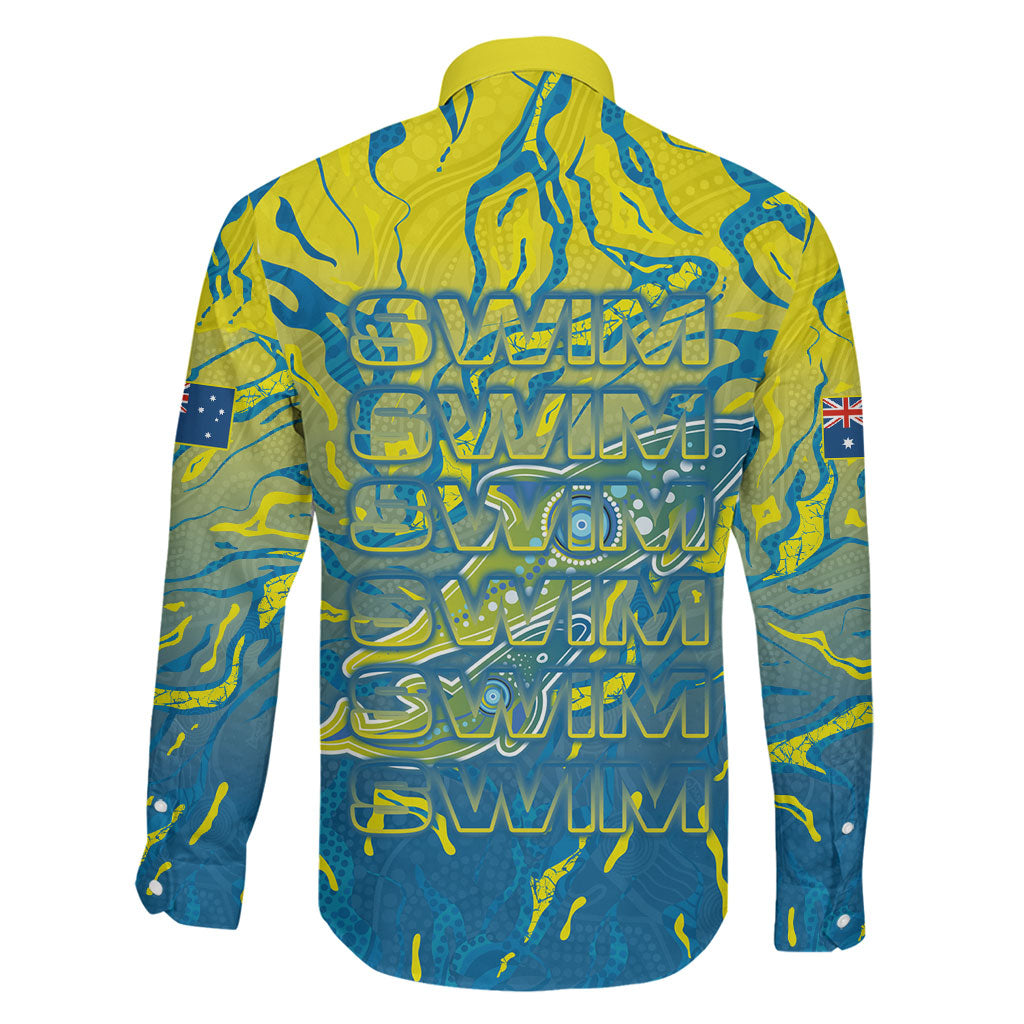 Australia National Swimming Team Family Matching Mermaid Dress and Hawaiian Shirt Aboriginal Shark Dot Pattern Ocean Art