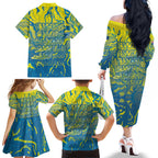 Australia National Swimming Team Family Matching Off The Shoulder Long Sleeve Dress and Hawaiian Shirt Aboriginal Shark Dot Pattern Ocean Art