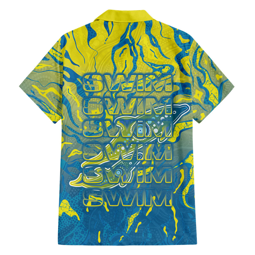 Australia National Swimming Team Family Matching Off The Shoulder Long Sleeve Dress and Hawaiian Shirt Aboriginal Shark Dot Pattern Ocean Art