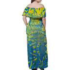 Australia National Swimming Team Family Matching Off Shoulder Maxi Dress and Hawaiian Shirt Aboriginal Shark Dot Pattern Ocean Art