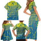 Australia National Swimming Team Family Matching Short Sleeve Bodycon Dress and Hawaiian Shirt Aboriginal Shark Dot Pattern Ocean Art