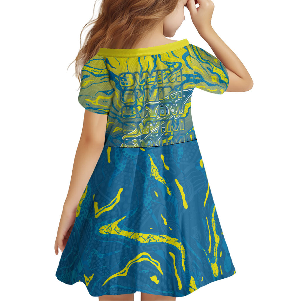 Australia National Swimming Team Family Matching Summer Maxi Dress and Hawaiian Shirt Aboriginal Shark Dot Pattern Ocean Art