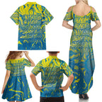 Australia National Swimming Team Family Matching Summer Maxi Dress and Hawaiian Shirt Aboriginal Shark Dot Pattern Ocean Art