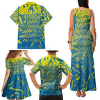 Australia National Swimming Team Family Matching Tank Maxi Dress and Hawaiian Shirt Aboriginal Shark Dot Pattern Ocean Art