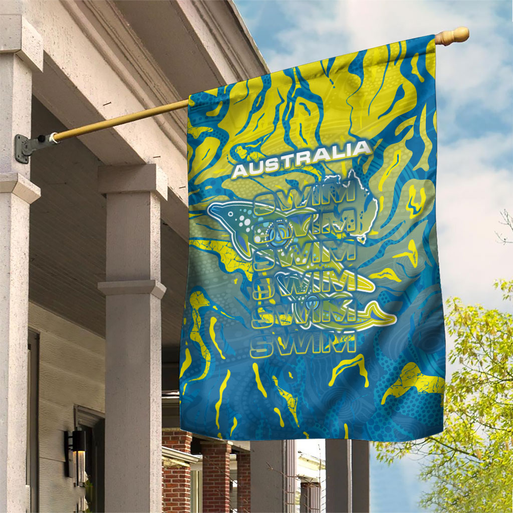 Australia National Swimming Team Garden Flag Aboriginal Shark Dot Pattern Ocean Art