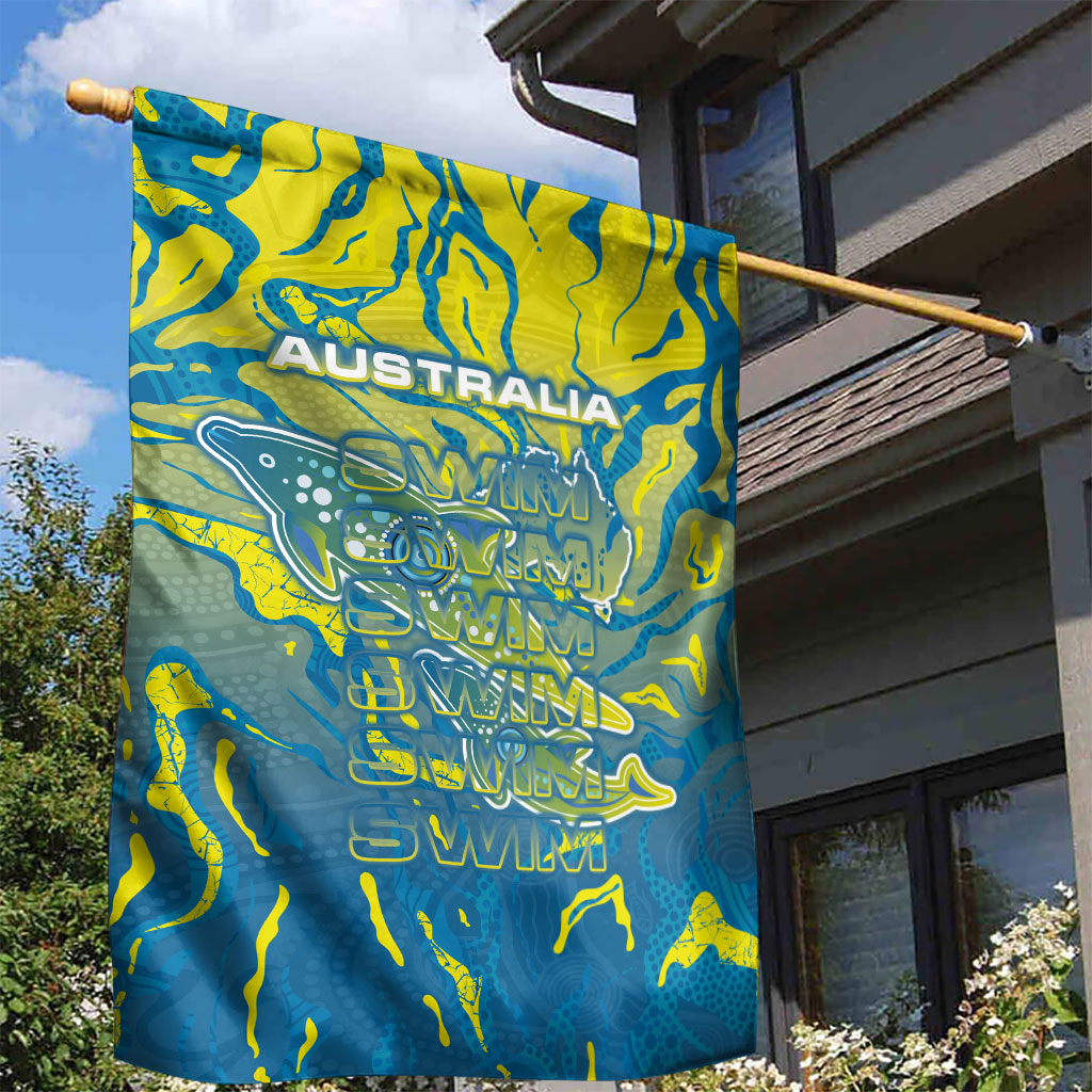 Australia National Swimming Team Garden Flag Aboriginal Shark Dot Pattern Ocean Art