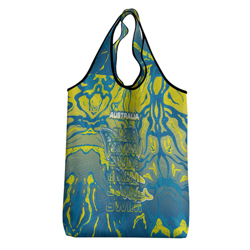 Australia National Swimming Team Grocery Bag Aboriginal Shark Dot Pattern Ocean Art