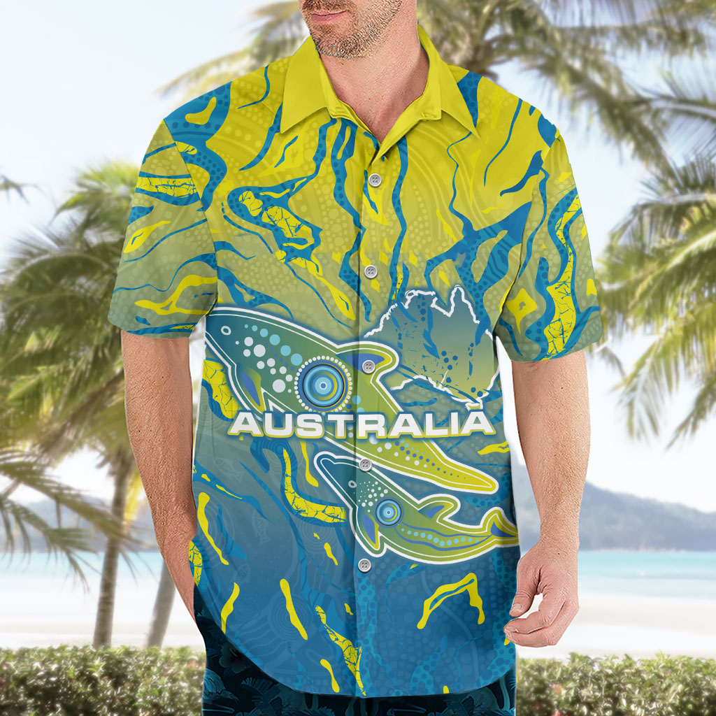 Australia National Swimming Team Hawaiian Shirt Aboriginal Shark Dot Pattern Ocean Art