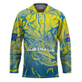 Australia National Swimming Team Hockey Jersey Aboriginal Shark Dot Pattern Ocean Art