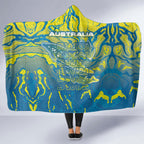 Australia National Swimming Team Hooded Blanket Aboriginal Shark Dot Pattern Ocean Art