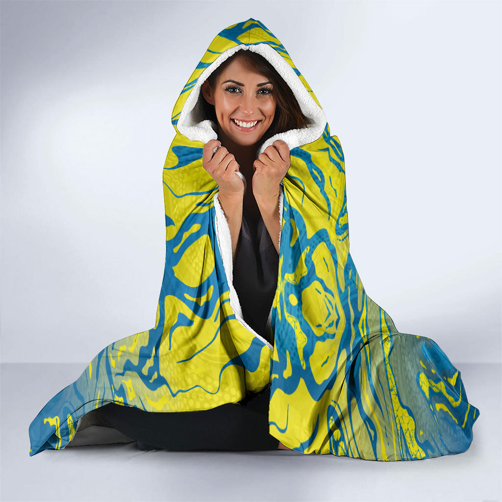Australia National Swimming Team Hooded Blanket Aboriginal Shark Dot Pattern Ocean Art