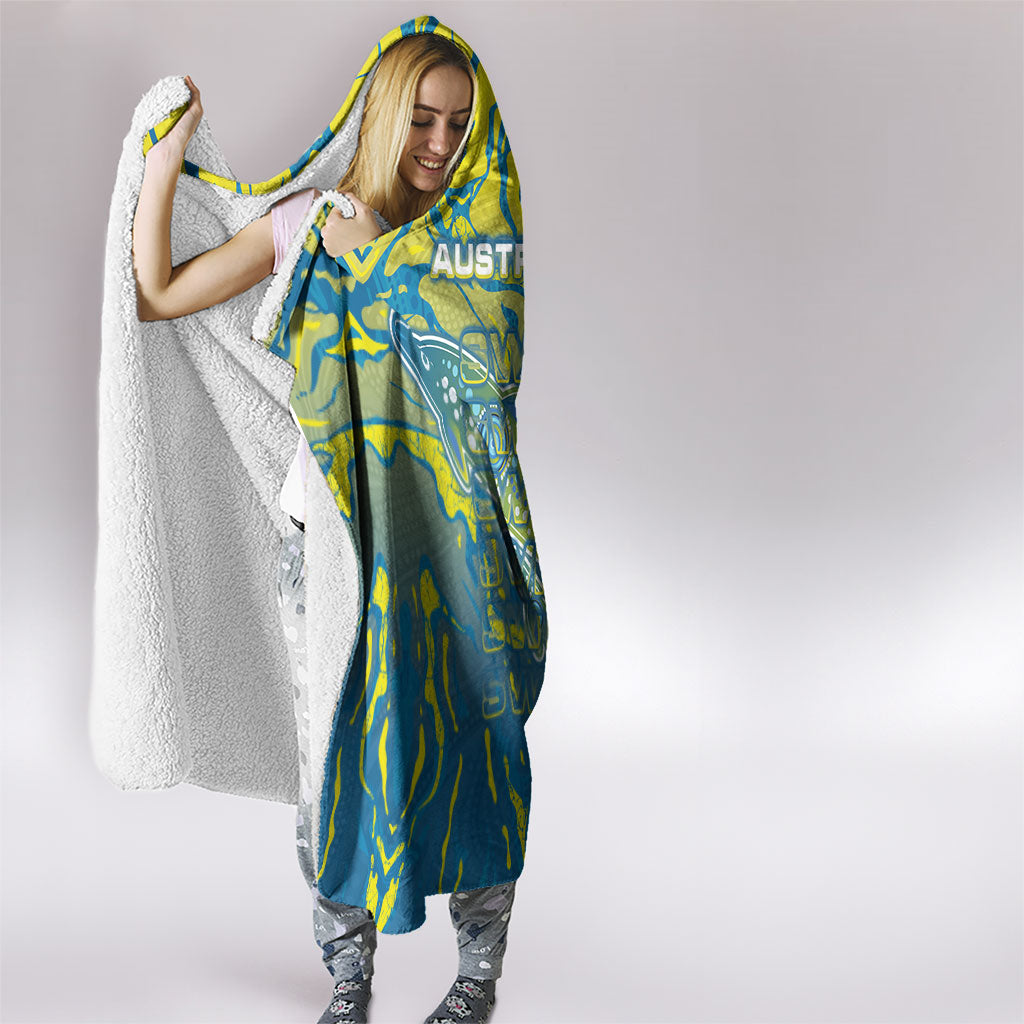 Australia National Swimming Team Hooded Blanket Aboriginal Shark Dot Pattern Ocean Art