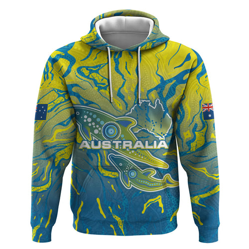 Australia National Swimming Team Hoodie Aboriginal Shark Dot Pattern Ocean Art