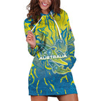 Australia National Swimming Team Hoodie Dress Aboriginal Shark Dot Pattern Ocean Art