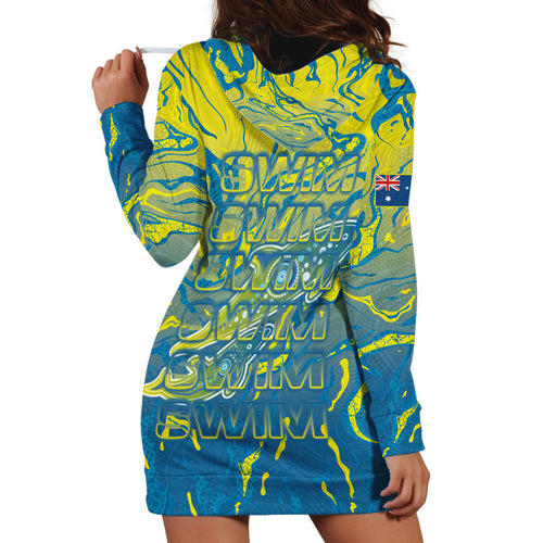 Australia National Swimming Team Hoodie Dress Aboriginal Shark Dot Pattern Ocean Art