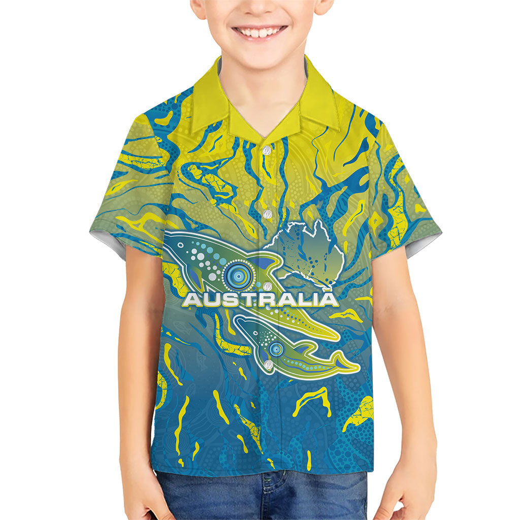 Australia National Swimming Team Kid Hawaiian Shirt Aboriginal Shark Dot Pattern Ocean Art