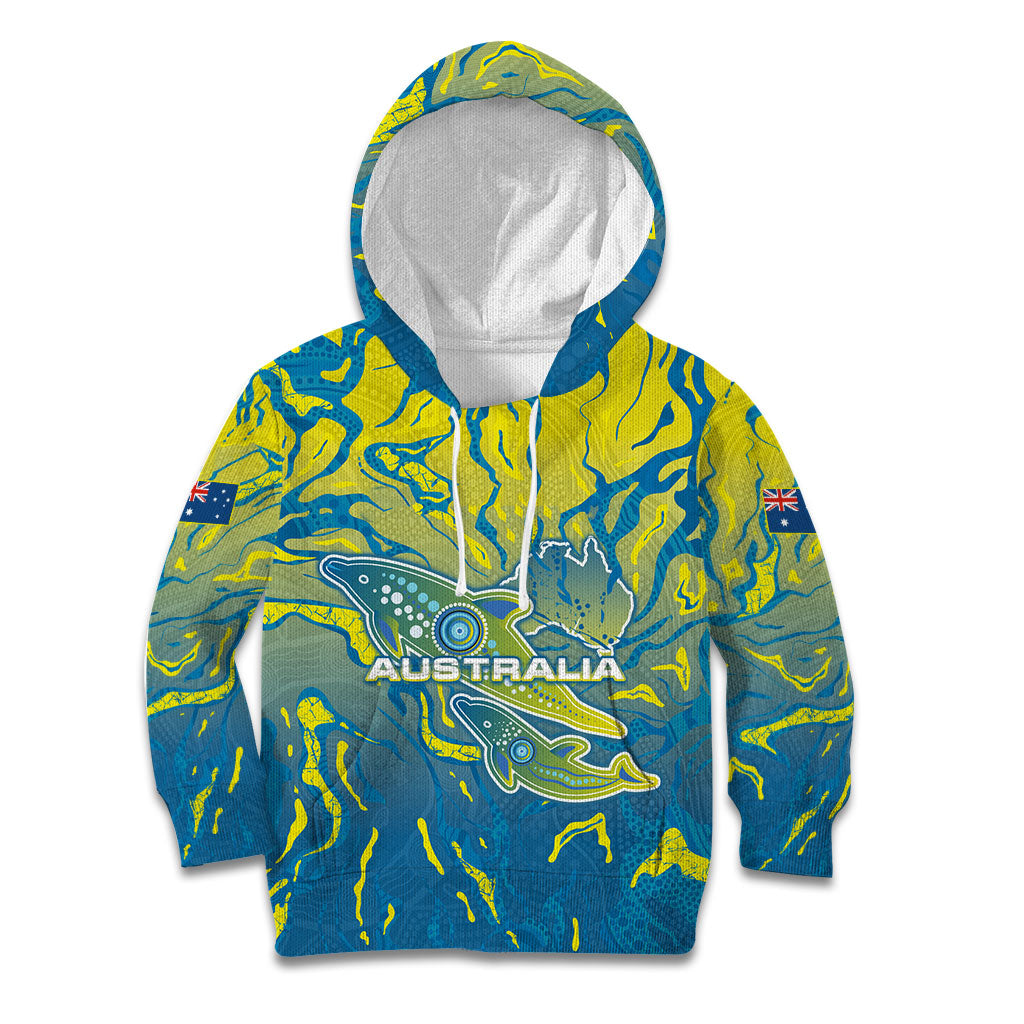 Australia National Swimming Team Kid Hoodie Aboriginal Shark Dot Pattern Ocean Art