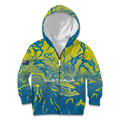 Australia National Swimming Team Kid Hoodie Aboriginal Shark Dot Pattern Ocean Art