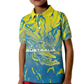 Australia National Swimming Team Kid Polo Shirt Aboriginal Shark Dot Pattern Ocean Art