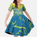 Australia National Swimming Team Kid Short Sleeve Dress Aboriginal Shark Dot Pattern Ocean Art