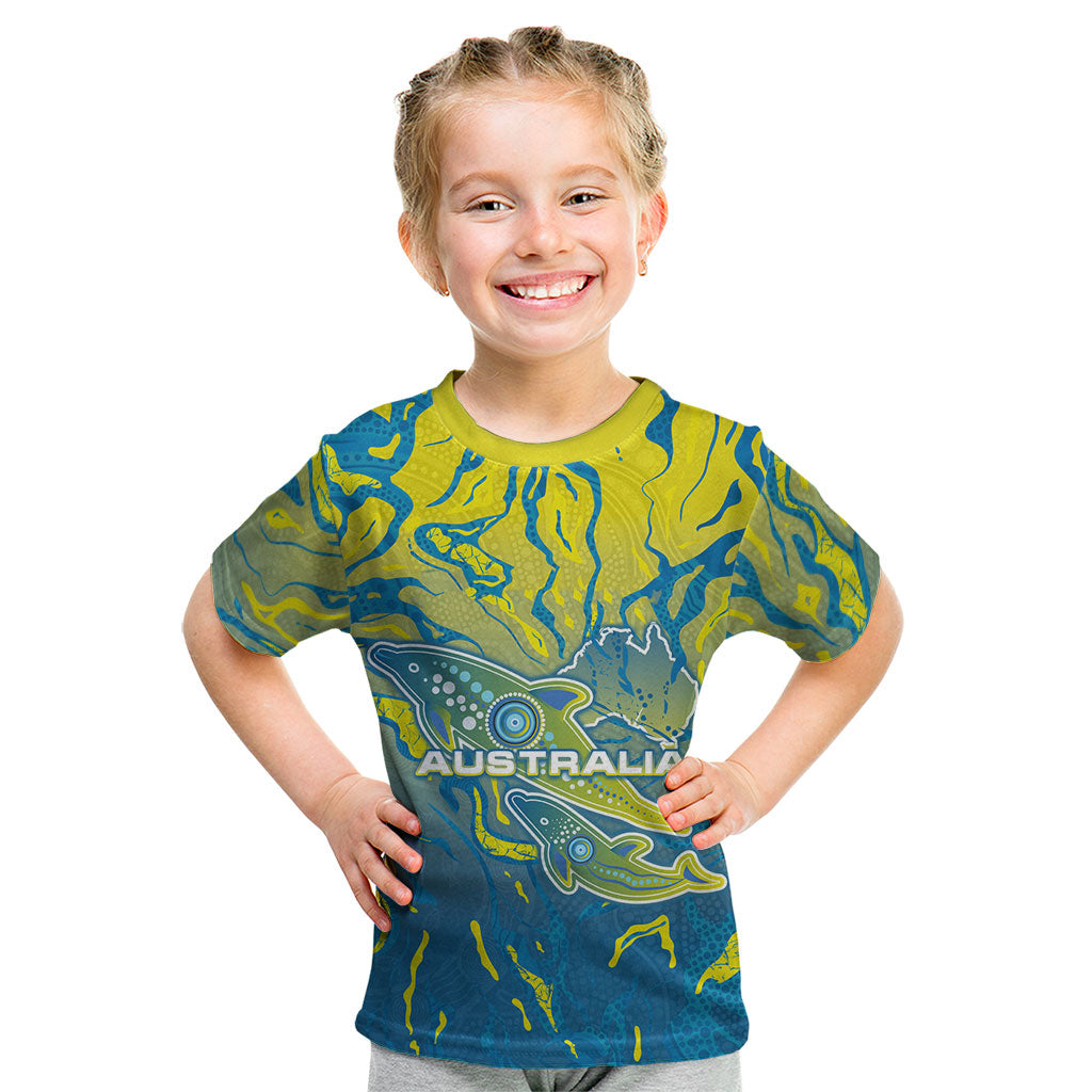 Australia National Swimming Team Kid T Shirt Aboriginal Shark Dot Pattern Ocean Art