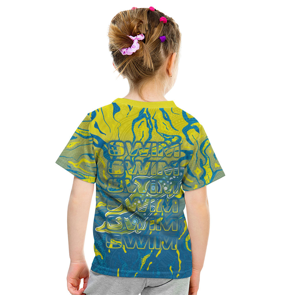 Australia National Swimming Team Kid T Shirt Aboriginal Shark Dot Pattern Ocean Art