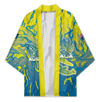 Australia National Swimming Team Kimono Aboriginal Shark Dot Pattern Ocean Art