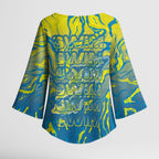 Australia National Swimming Team Kimono Sleeve Blouse Aboriginal Shark Dot Pattern Ocean Art