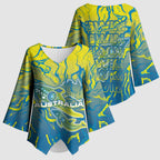 Australia National Swimming Team Kimono Sleeve Blouse Aboriginal Shark Dot Pattern Ocean Art