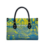 Australia National Swimming Team Leather Bag Aboriginal Shark Dot Pattern Ocean Art