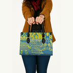 Australia National Swimming Team Leather Bag Aboriginal Shark Dot Pattern Ocean Art