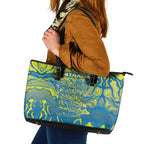 Australia National Swimming Team Leather Tote Bag Aboriginal Shark Dot Pattern Ocean Art